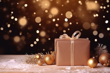 Naklejka na ściany i meble christmas background with gift boxes and balls