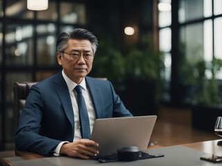 Fototapeta premium portrait of a top Japanese executive, isolated background 