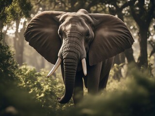 male African elephant at forest 