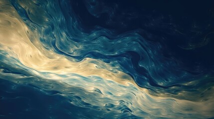 Fototapeta na wymiar Abstract paint background by deep blue and gold color with liquid fluid texture in luxury concept 