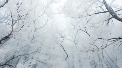  a forest filled with lots of tall trees covered in snow covered in a thick, foggy forest filled with lots of tall trees covered in snow covered in snow.  generative ai