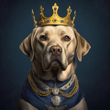 Labrador mit Krone Portrait