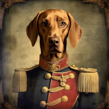 Vizsla Hunde Portrait in lustiger Pose, Illustarionen Portrait, 