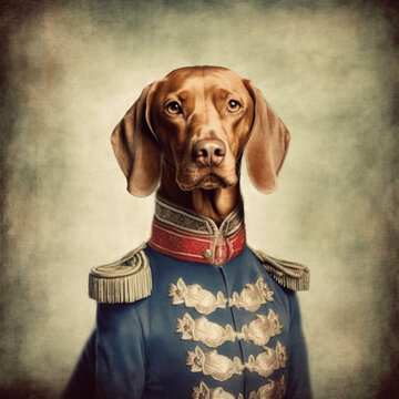 Vizsla Hunde Portrait in lustiger Pose, Illustarionen Portrait, 