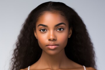 Naklejka premium Beautiful Hispanic woman with curly hair.