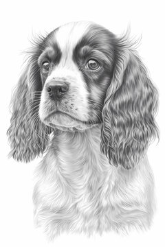 Artistic Spaniel Dog Coloring Page - Detailed Canine Sketch