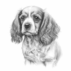 Discover the Cuteness of Spaniel Dogs - Coloring Page and Sketch