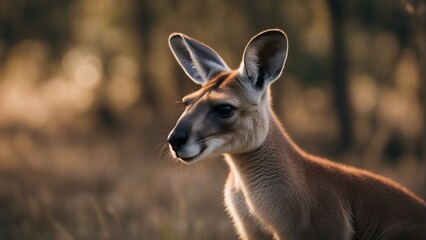 Portrait of wild kangaroo at the nature by itself