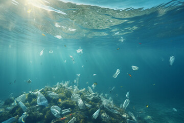 Fototapeta na wymiar pollution in the ocean, generative ai
