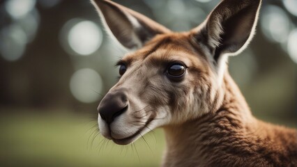 Obraz premium Portrait of wild kangaroo at the nature by itself
