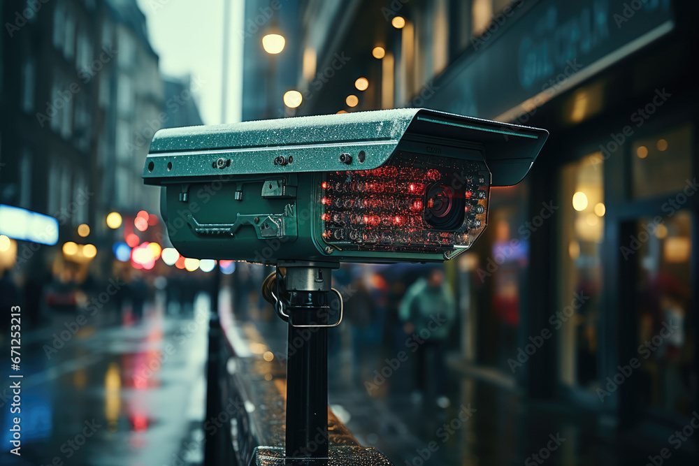 Poster a city's surveillance system, using ai to detect and prevent security threats while respecting priva