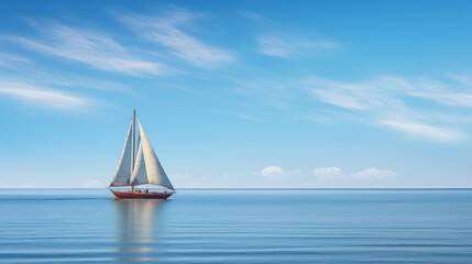 Fototapeta premium An image of a sailboat gliding through calm azure waters.