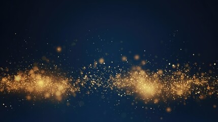 Dark blue and gold particle abstract background Christmas golden light shine particles bokeh navy blue gold foil texture holiday