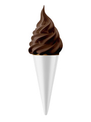 A chocolate ice cream cone isolated on a white background