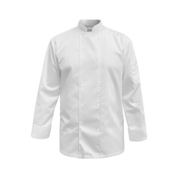 A mannequin transparent with a bank chef uniform isolated on a whitA mannequin transparent with a blank chef uniform isolated on a white backgrounde background