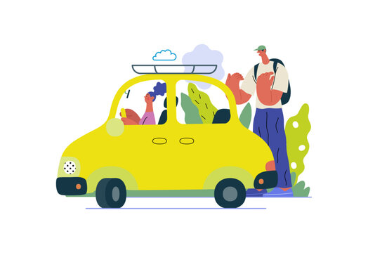 Mutual Support: Assistance in parking the car -modern flat vector concept illustration of man assisting woman with parallel parking A metaphor of voluntary collaborative exchanges of resource, service