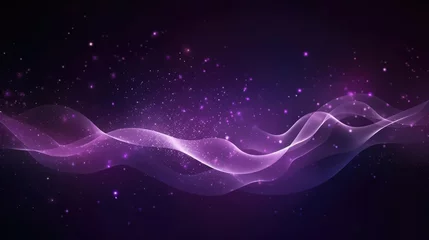 Draagtas Digital purple particles wave and light abstract background with shining dots stars  © Fred