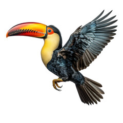 a flying toucan isolated