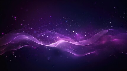 Digital purple particles wave and light abstract background with shining dots stars  - obrazy, fototapety, plakaty