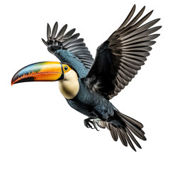 a flying toucan isolated