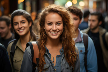 A group of young people participating in international exchange programs, promoting cultural exchange. Generative Ai.