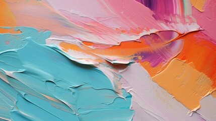 Fragment of multicolored texture painting Abstract art background oil on canvas Rough brushstrokes of paint Closeup of a painting