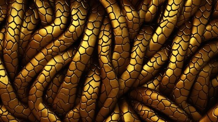 Golden metal texture of dragon or snake scales 