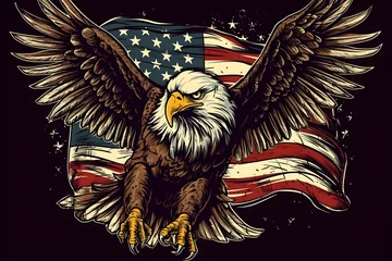 Poster a bald eagle with a flag © Alex
