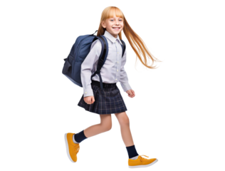 Happy schoolgirl, cut out