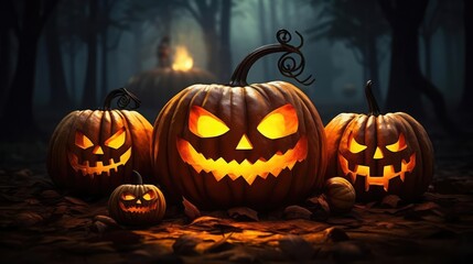 Halloween design with pumpkins 