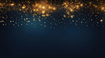 Dark blue and gold particle abstract background Christmas golden light shine particles bokeh navy blue gold foil texture holiday