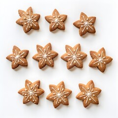 Cinnamon cookies on white background, star-shaped