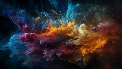 Obraz na płótnie Canvas Exploding nebula creates vibrant chaos in futuristic galaxy illustration generated by AI