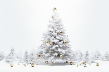 White Christmas tree with decorations.