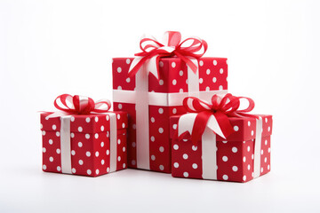 Fototapeta premium Christmas red present box, new year.