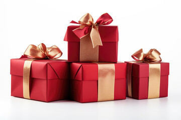 Obraz premium Christmas red present box, new year.