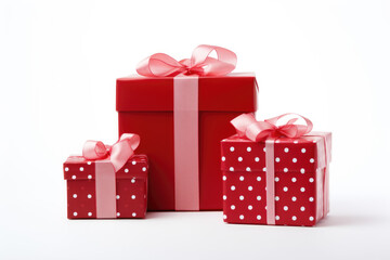 Fototapeta premium Christmas red present box, new year.