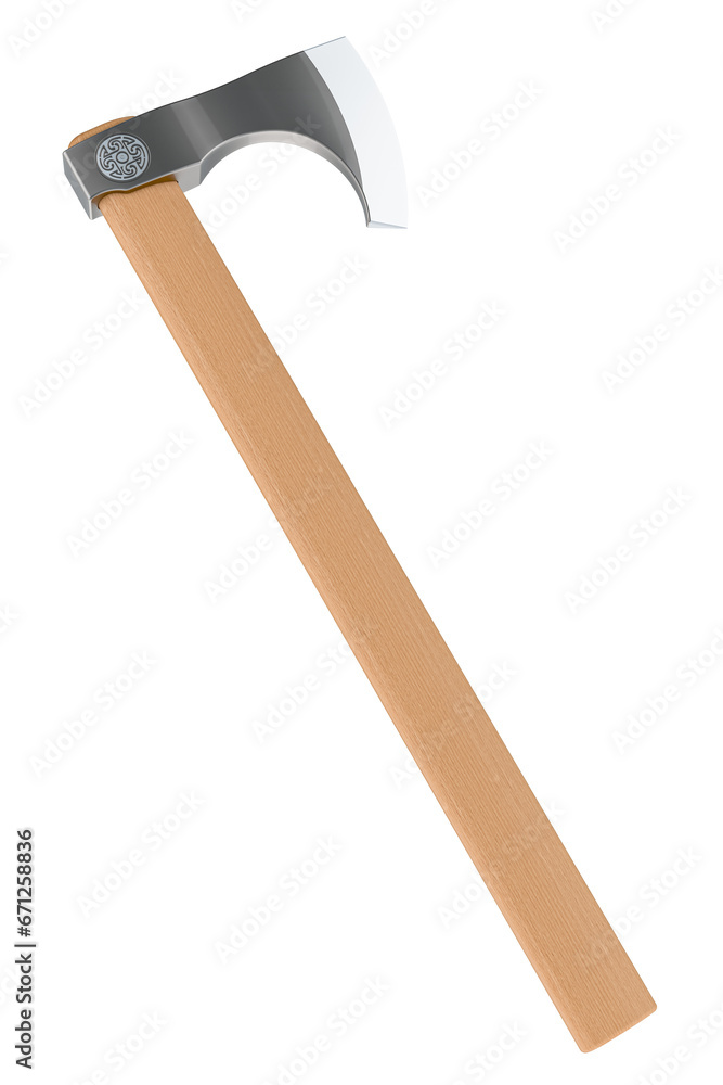 Poster battle axe, 3d rendering isolated on transparent background