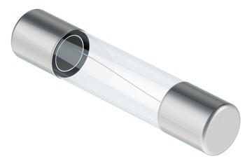 Quick Blow Glass Tube Fuse. 3D rendering isolated on transparent background