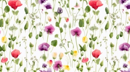 wild flower seamless pattern summer meadow flowers on white background sweet pea 