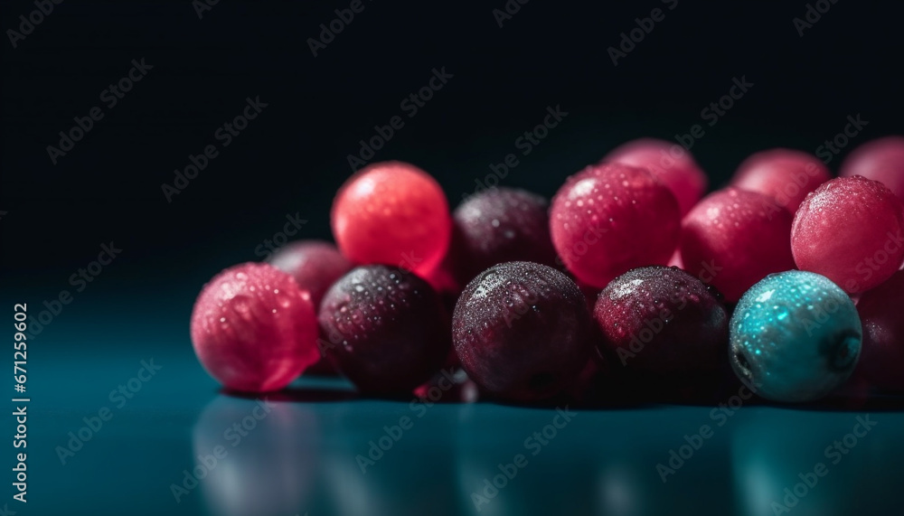 Poster a close up of multi colored candy arranged in a bowl generated by ai