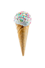 White vanilla ice cream with colored icing close-up