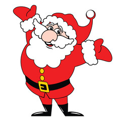 Fun Santa Claus wishes Merry Christmas. Vector Christmas template on transparent background