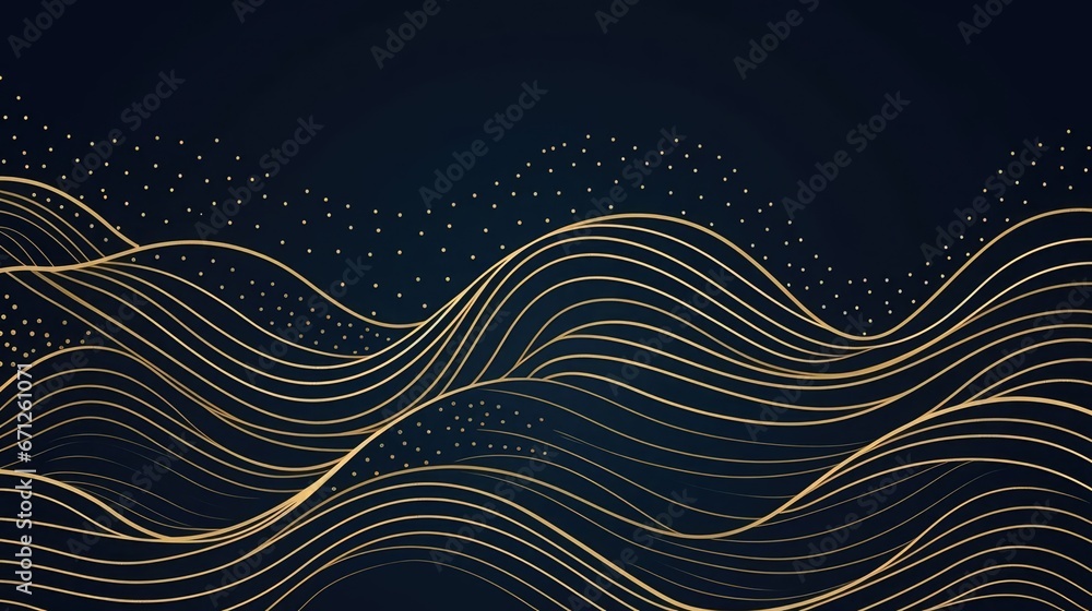Poster vector art deco wavy luxury pattern wave line japanese style background organic dynamic pattern text