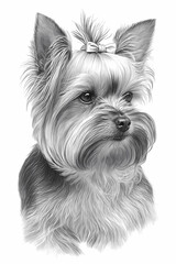 Cute Yorkshire Terrier Dog Sketch Coloring Page - Artistic Canine Illustration