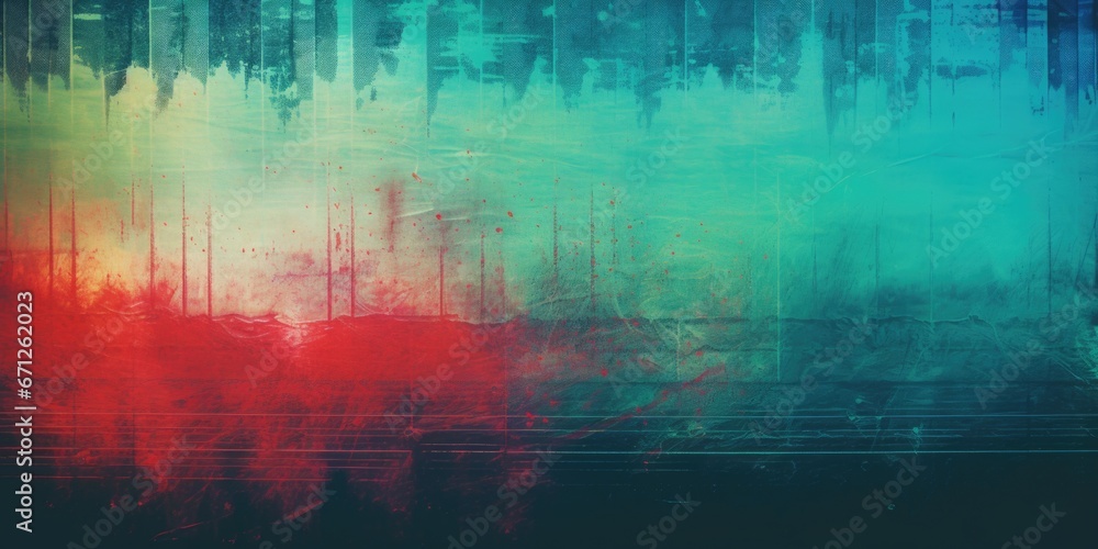 Poster A painting featuring a vibrant red and blue background. Perfect for adding a pop of color to any space.