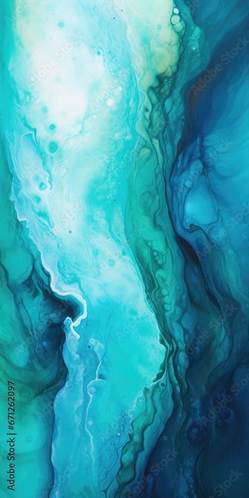 Aufkleber a detailed view of a painting featuring shades of blue and green. this artwork can be used to add a 