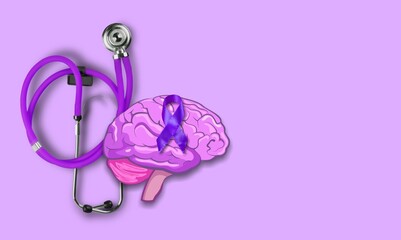 Epilepsy awareness concept, Purple human brain