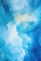 Fototapeta premium A beautiful painting depicting blue and white clouds and water. Perfect for adding a peaceful and serene touch to any space.