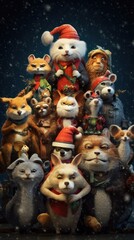 Obraz premium Anthropomorphic Christmas animals